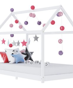 vidaXL Kinderbedframe massief grenenhout wit 90x200 cm