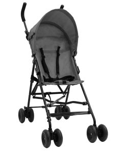 vidaXL Kinderbuggy staal lichtgrijs en zwart