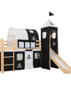 vidaXL Kinderhoogslaper met glijbaan en ladder 97x208 cm grenenhout