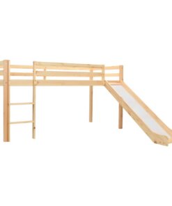 vidaXL Kinderhoogslaper met glijbaan en ladder grenenhout 97x208 cm