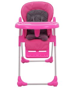 vidaXL Kinderstoel hoog roze en grijs