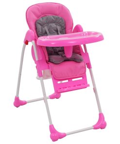 vidaXL Kinderstoel hoog roze en grijs