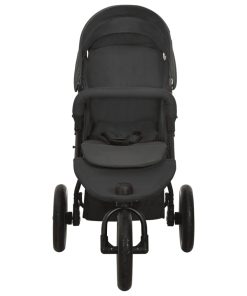 vidaXL Kinderwagen staal antracietkleurig