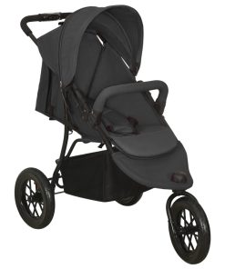 vidaXL Kinderwagen staal antracietkleurig