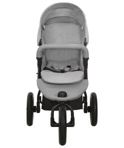 vidaXL Kinderwagen staal lichtgrijs