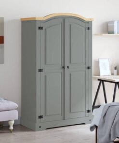 vidaXL Kledingkast 2 deuren Mexicaans grenenhout Corona-stijl grijs