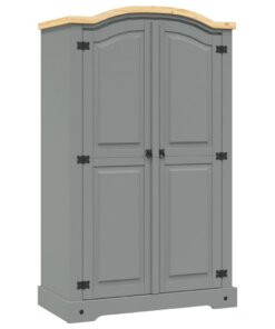 vidaXL Kledingkast 2 deuren Mexicaans grenenhout Corona-stijl grijs