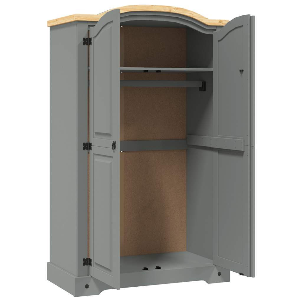 vidaXL Kledingkast 2 deuren Mexicaans grenenhout Corona-stijl grijs - Afbeelding 6