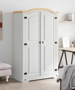 vidaXL Kledingkast met 2 deuren Mexicaans grenenhout Corona-stijl wit