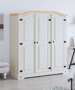 vidaXL Kledingkast met 3 deuren Mexicaans grenenhout Corona-stijl wit