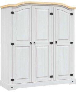 vidaXL Kledingkast met 3 deuren Mexicaans grenenhout Corona-stijl wit