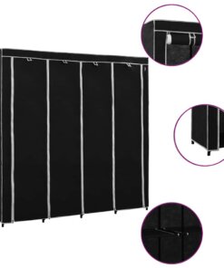 vidaXL Kledingkast met 4 vakken 175x45x170 cm zwart