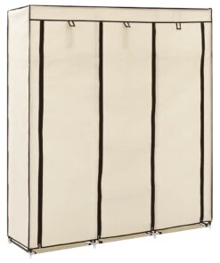 vidaXL Kledingkast met vakken en stangen 150x45x175 cm stof crème