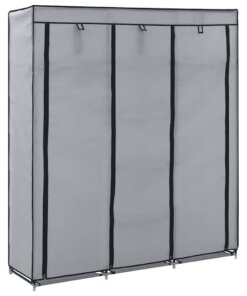 vidaXL Kledingkast met vakken en stangen 150x45x175 cm stof grijs