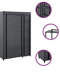 vidaXL Kledingkast opvouwbaar 110x45x175 cm stof grijs