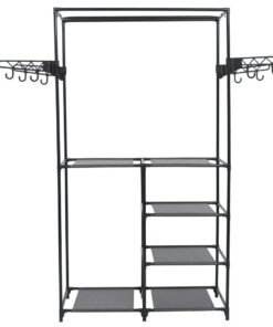 vidaXL Kledingrek 87x44x158 cm staal en nonwoven stof zwart
