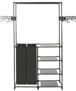vidaXL Kledingrek 87x44x158 cm staal en ongeweven stof zwart