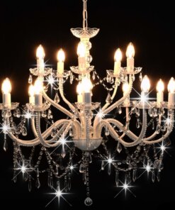 vidaXL Kroonluchter 2-laags 15xE14 wit