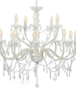 vidaXL Kroonluchter 2-laags 15xE14 wit