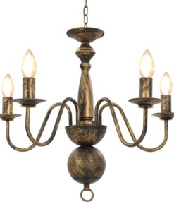 vidaXL Kroonluchter 5xE14 antiekzwart