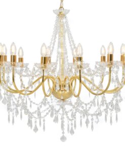 vidaXL Kroonluchter met kralen 12xE14 goudkleurig