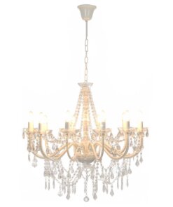 vidaXL Kroonluchter met kralen 12xE14 wit