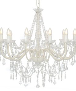 vidaXL Kroonluchter met kralen 12xE14 wit