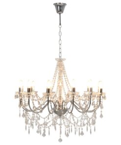 vidaXL Kroonluchter met kralen 12xE14 zilverkleurig