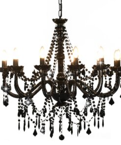 vidaXL Kroonluchter met kralen 12xE14 zwart