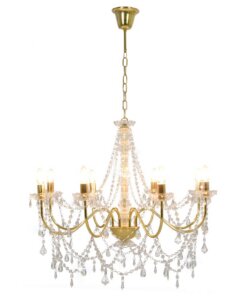 vidaXL Kroonluchter met kralen 8xE14 goudkleurig