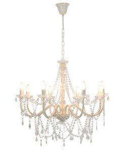 vidaXL Kroonluchter met kralen 8xE14 wit