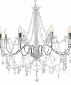 vidaXL Kroonluchter met kralen 8xE14 zilverkleurig