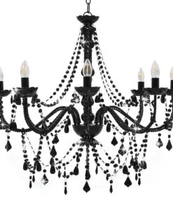 vidaXL Kroonluchter met kralen 8xE14 zwart