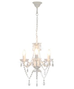 vidaXL Kroonluchter met kralen rond 3xE14 wit