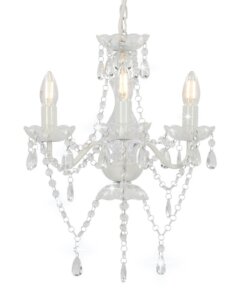 vidaXL Kroonluchter met kralen rond 3xE14 wit