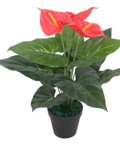 vidaXL Kunst anthurium plant met pot 45 cm rood en geel