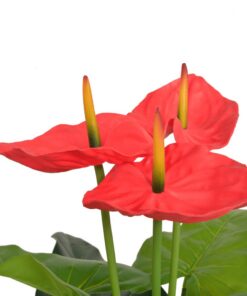 vidaXL Kunst anthurium plant met pot 90 cm rood en geel