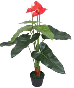 vidaXL Kunst anthurium plant met pot 90 cm rood en geel