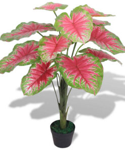 vidaXL Kunstplant caladium met pot 85 cm groen en rood