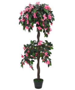 vidaXL Kunstplant met pot rododendron 155 cm groen en roze