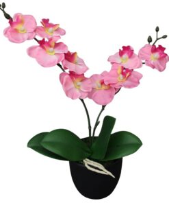 vidaXL Kunstplant orchidee met pot 30 cm roze