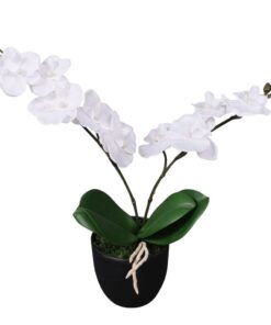 vidaXL Kunstplant orchidee met pot 30 cm wit