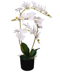 vidaXL Kunstplant orchidee met pot 65 cm wit
