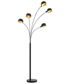 vidaXL Lamp staand 5xE14 200 cm zwart en goud