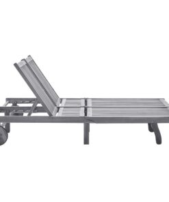 vidaXL Ligbed 2-persoons met kussens massief acaciahout grijs