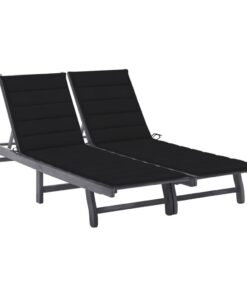 vidaXL Ligbed 2-persoons met kussens massief acaciahout grijs