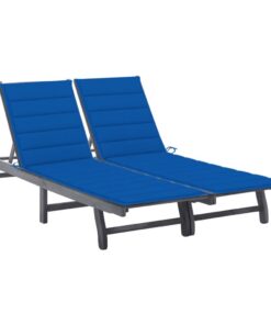 vidaXL Ligbed 2-persoons met kussens massief acaciahout grijs