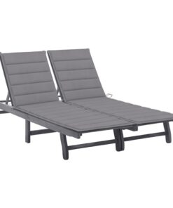 vidaXL Ligbed 2-persoons met kussens massief acaciahout grijs