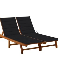 vidaXL Ligbed 2-persoons met kussens massief acaciahout