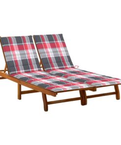 vidaXL Ligbed 2-persoons met kussens massief acaciahout